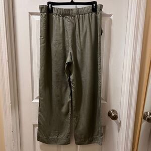 Casual Olive Green Wide Leg Drawstring Pants with Pockets‎
